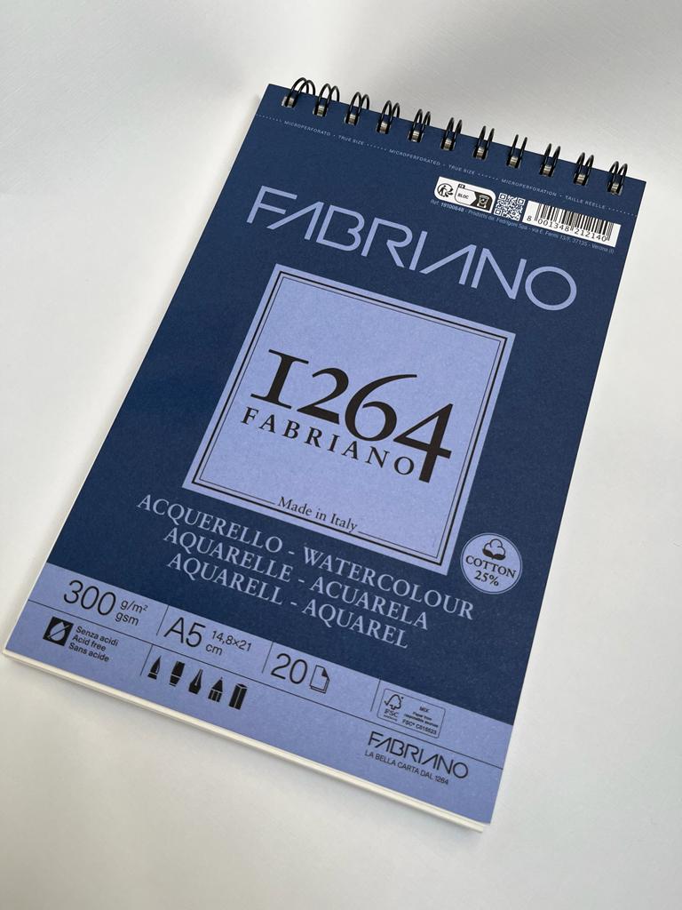 Block Fabriano 1264 Acuarela 300 grs 14.8x21 cm (A5)