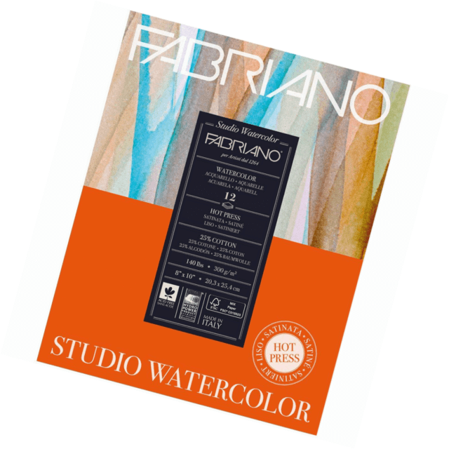 Block de Dibujo Fabriano Watercolor 20.3X25.4 cm 20 Hojas 25% Algodón